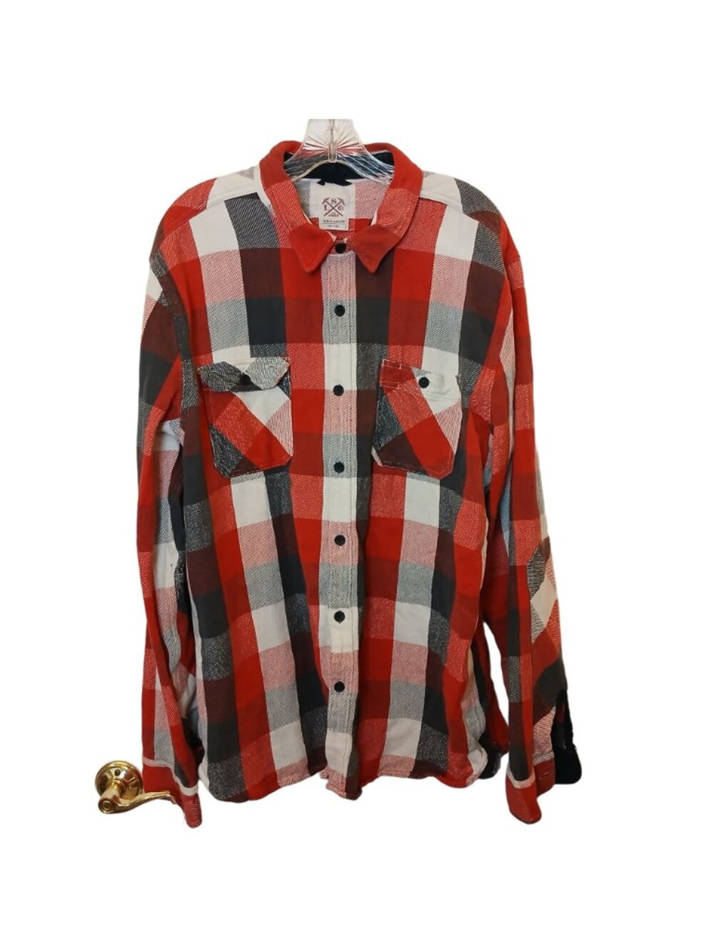 Levis Red & White Plaid Cotton Button-Up Shirt XX-Large Long Sleeve Chore #I-3 - Picture 10 of 10